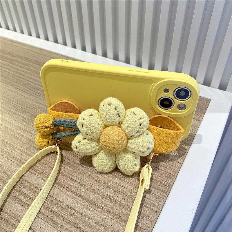 Sunflower Wrist‑Strap Phone Case for iPhone