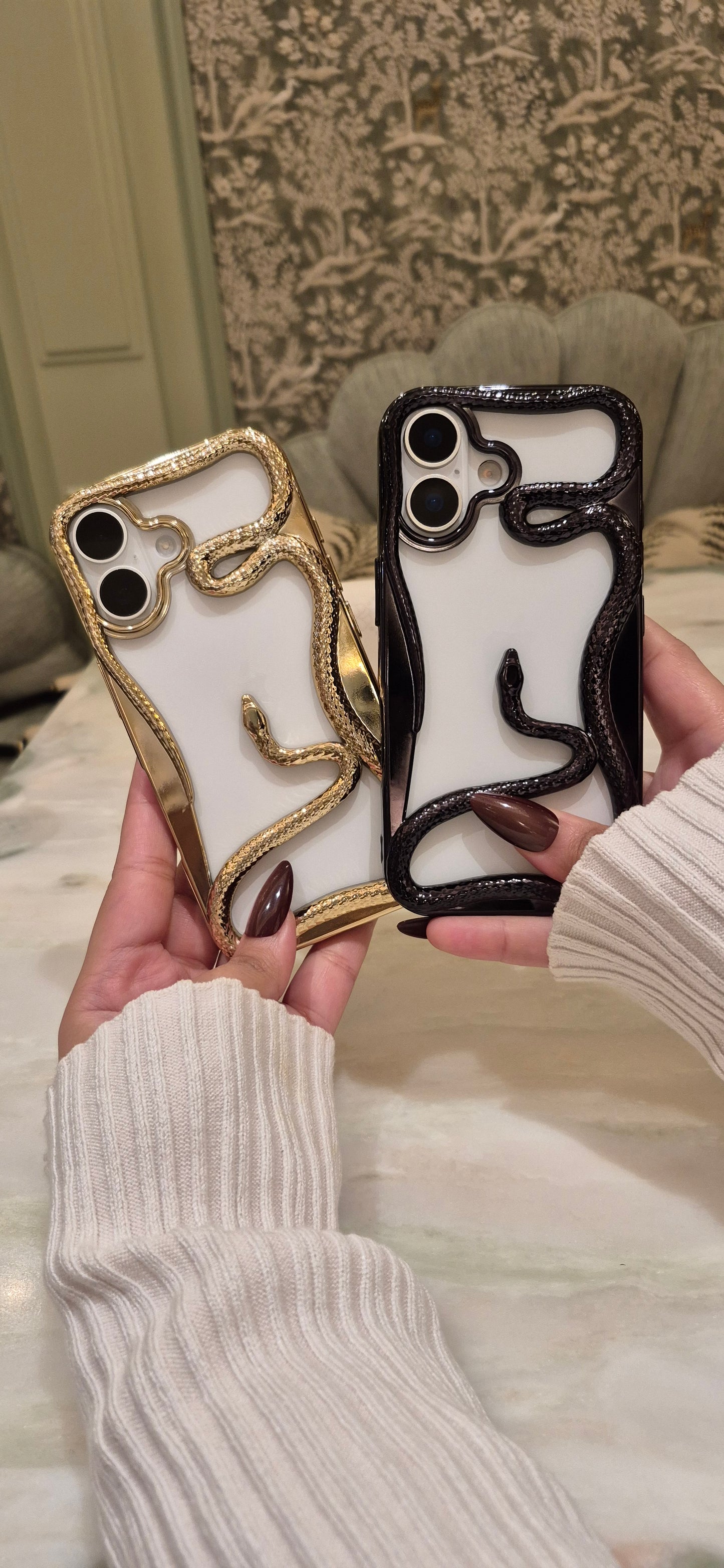 Snake 3D & Electroplated iPhone Case Shockproof Silicone & TPU