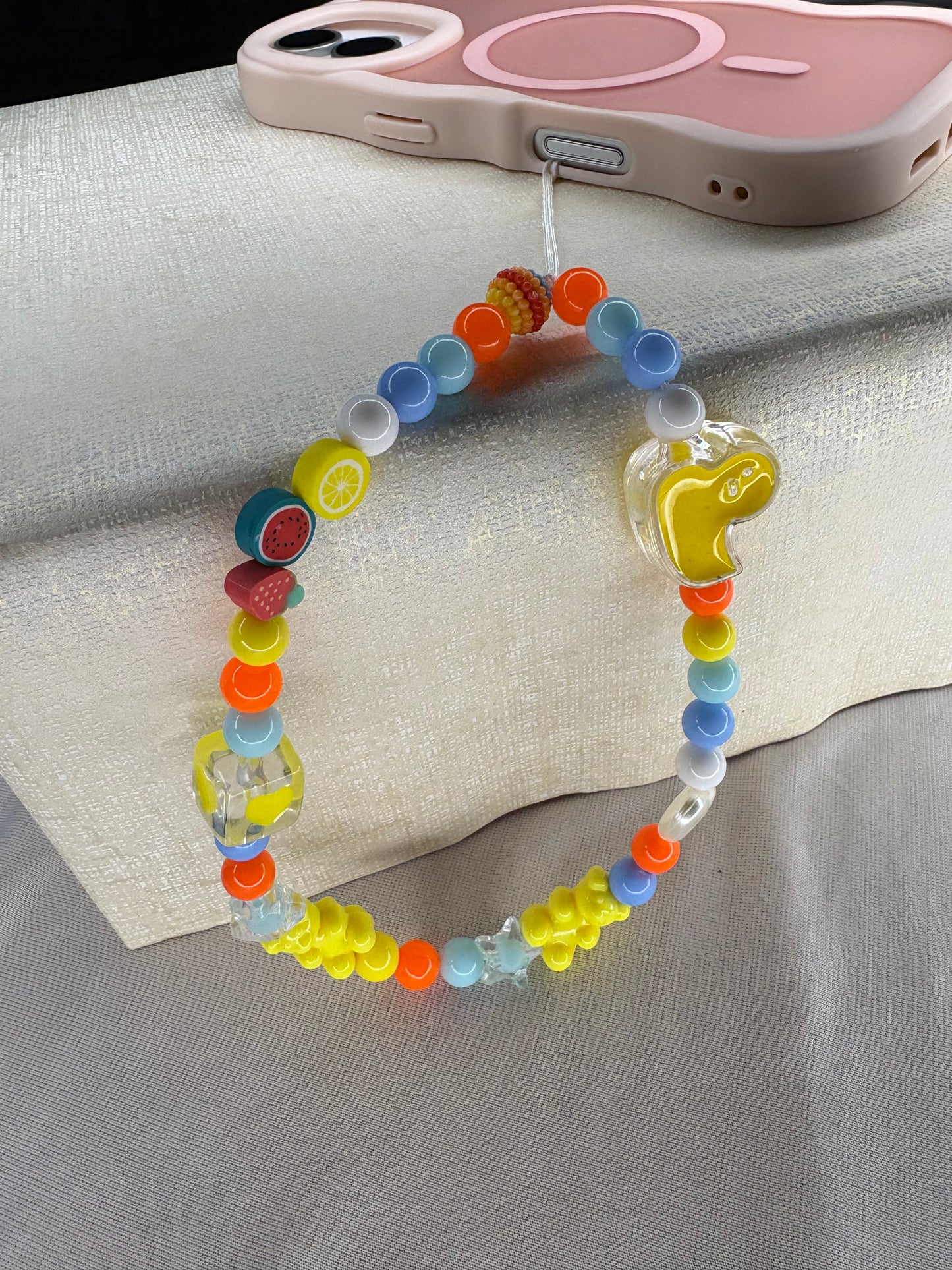 Cheerful Curvy Edge Beads Phone Charm