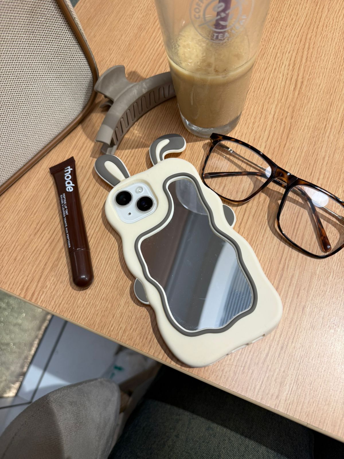 Rabbit Ear Makeup Mirror iPhone Case