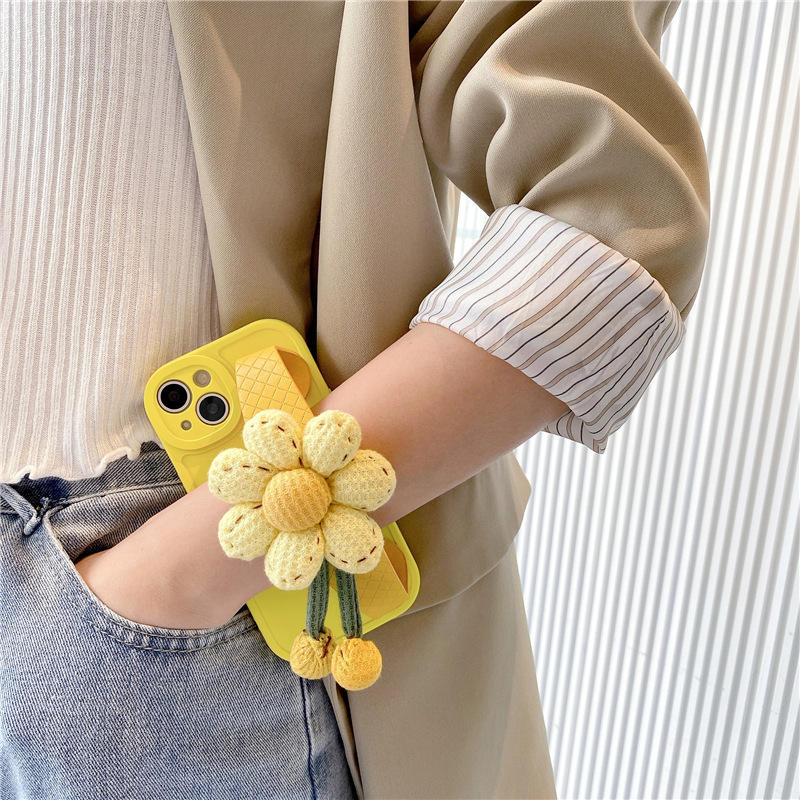 Sunflower Wrist‑Strap Phone Case for iPhone