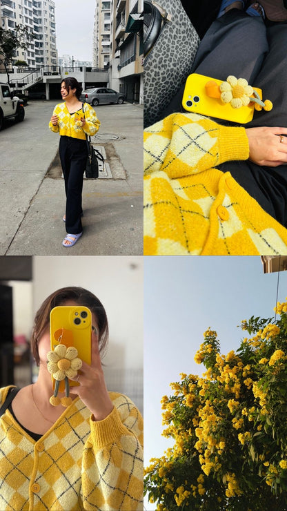 Sunflower Wrist‑Strap Phone Case for iPhone