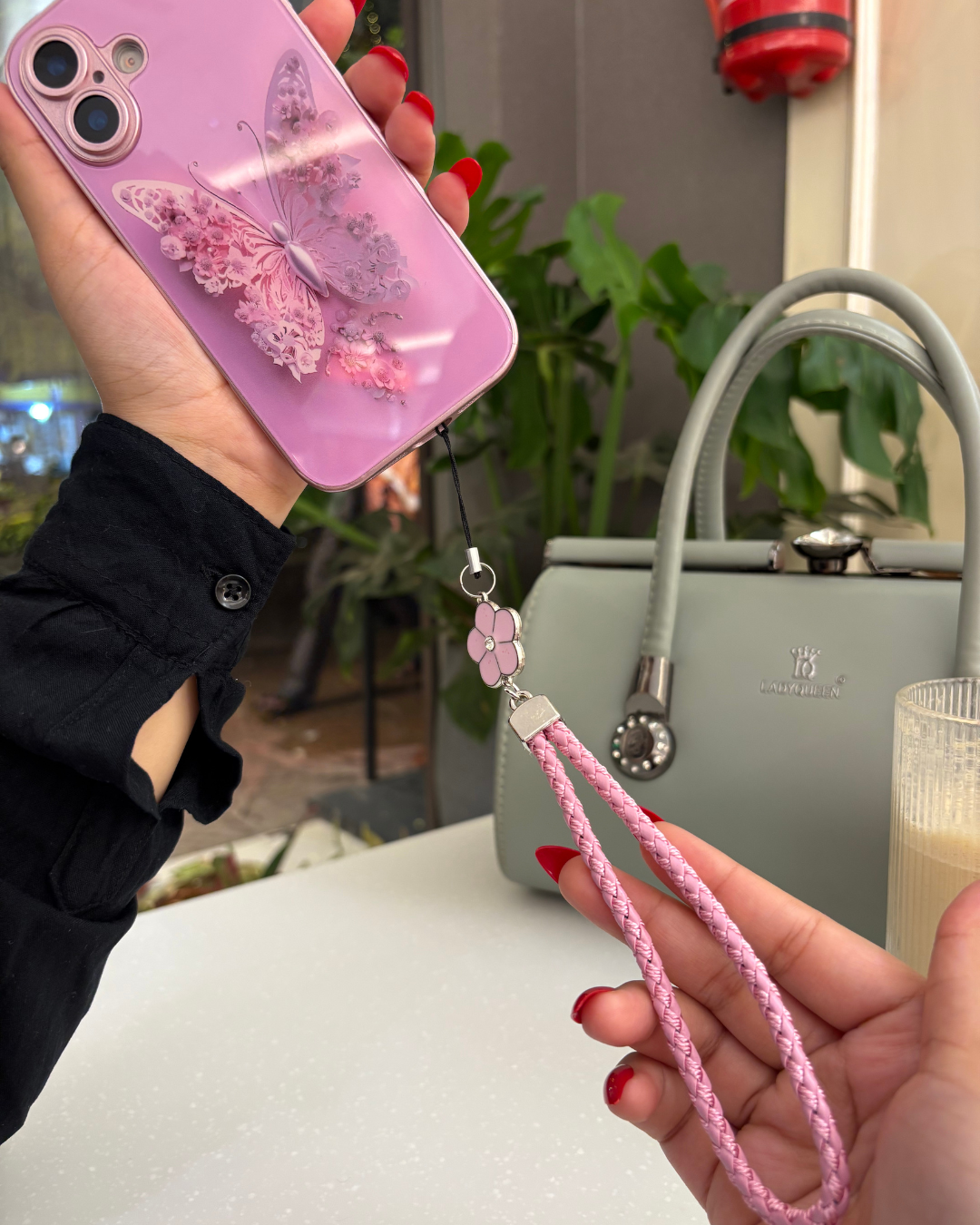 Floral Butterfly Glass-Back iPhone Case