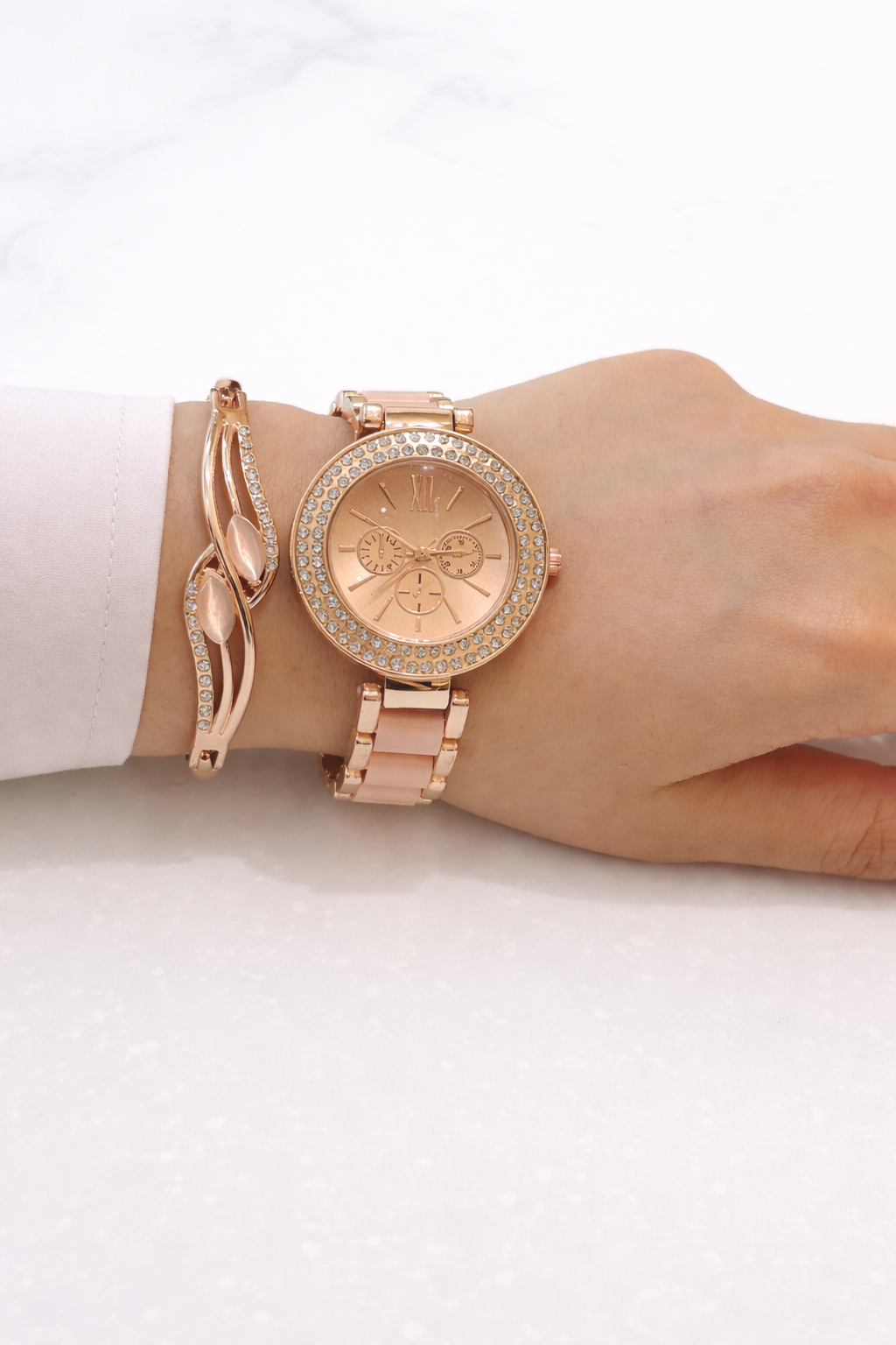 All-Rosegold Luxury Statement Set (Watch and Bracelet Set)