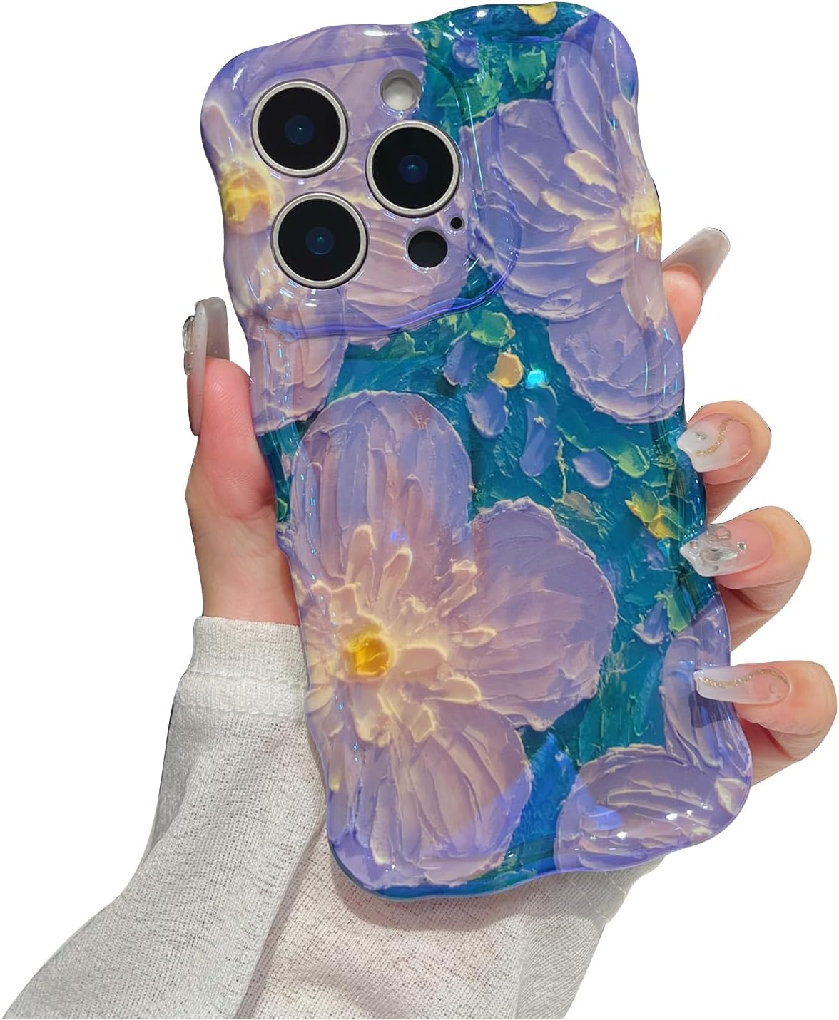 Glossy Purple Tropical Floral Oil Painting