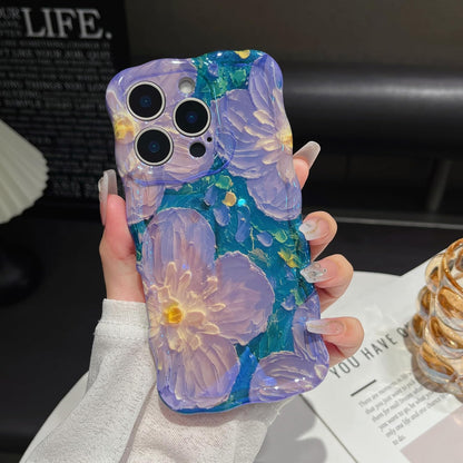 Glossy Purple Tropical Floral Oil Painting