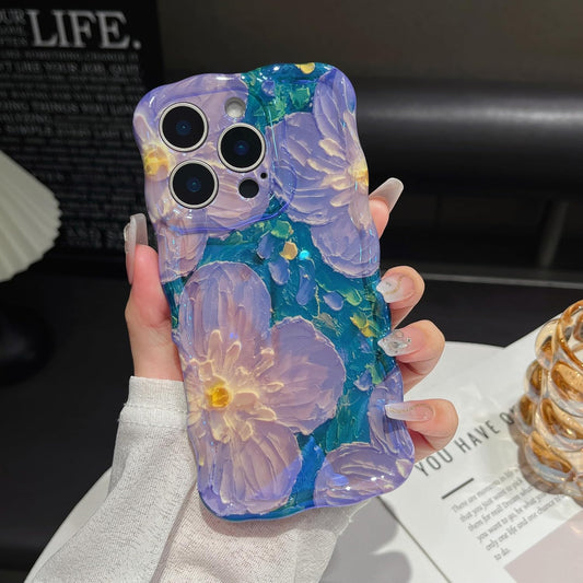 Glossy Purple Tropical Floral Oil Painting