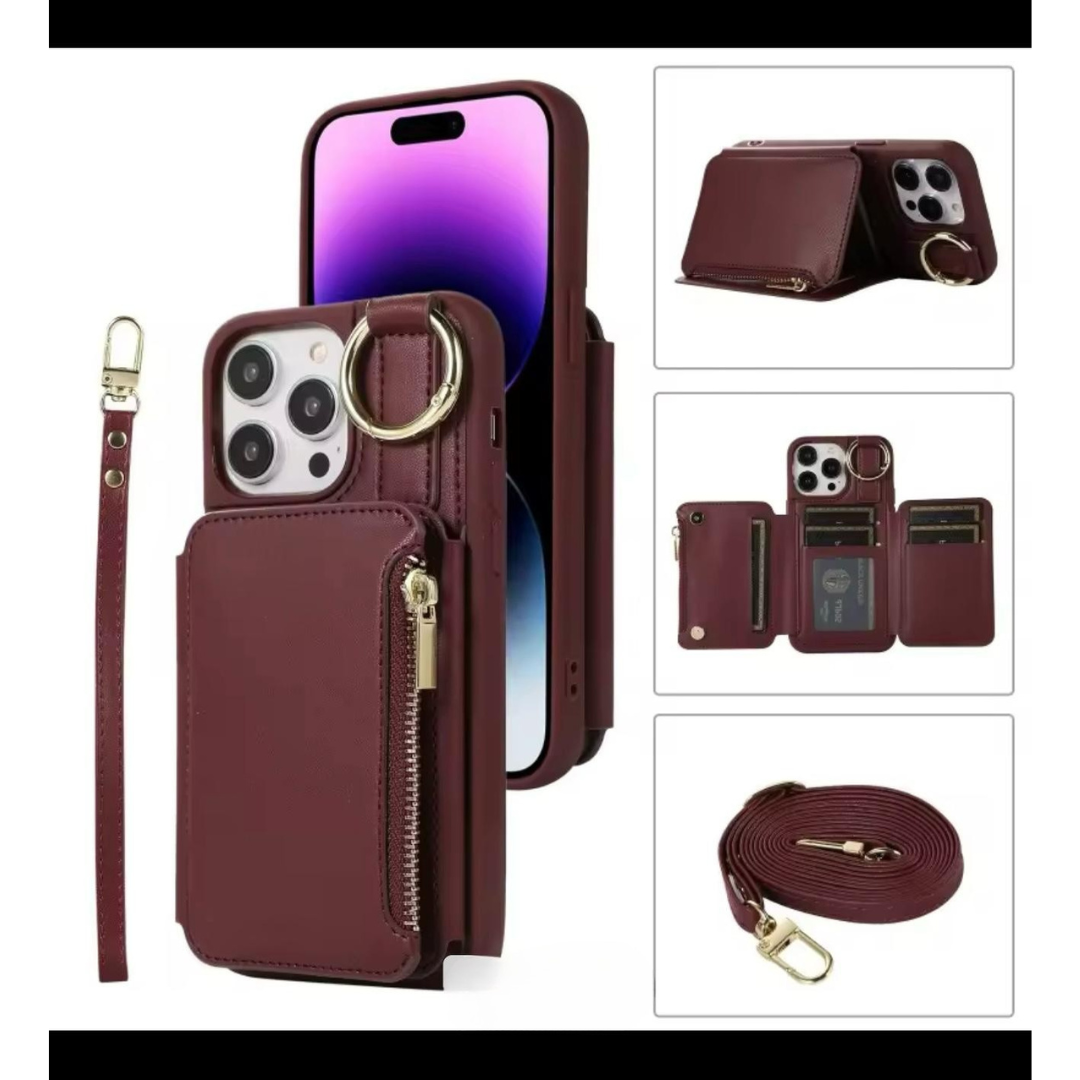 Business multifunction holder crossbody string wallet leather mobile phone case
