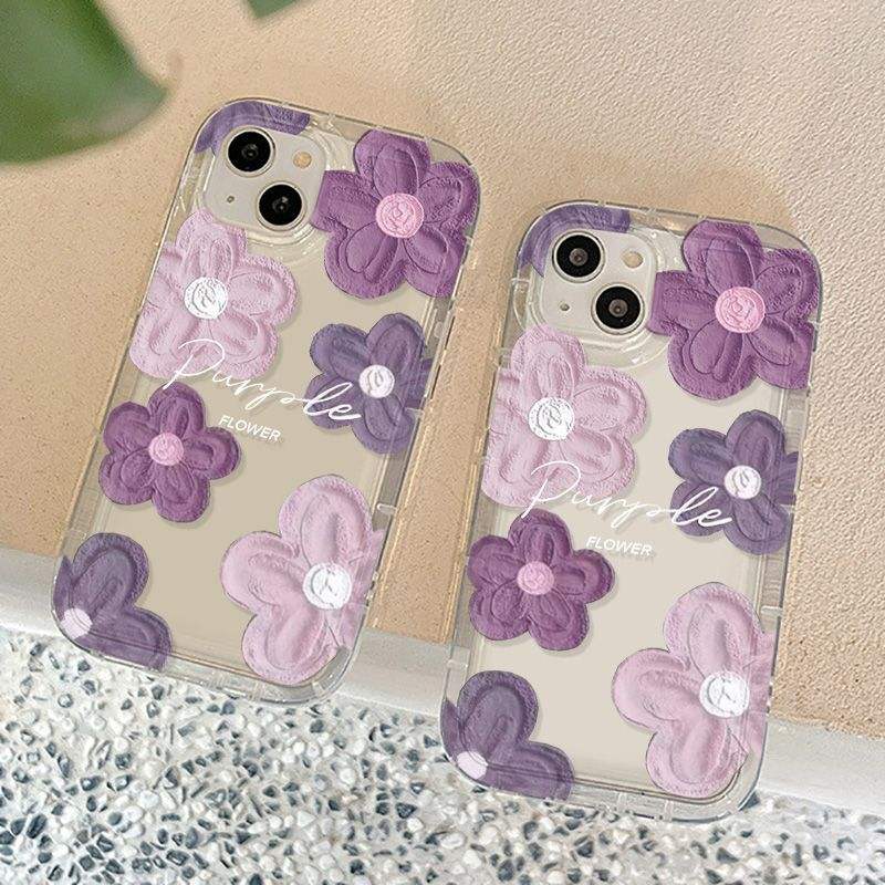 Purple TPU Swirl Air‑Cushion iPhone Case