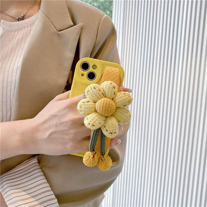 Sunflower Wrist‑Strap Phone Case for iPhone