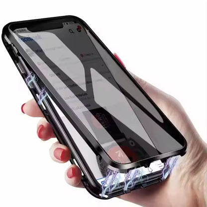 Anti Peeping Magnetic Double Sided Glass Protector Metal Bumper Anti Spy Privacy Screen Phone Case for iPhone