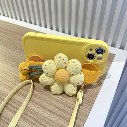 Sunflower Wrist‑Strap Phone Case for iPhone