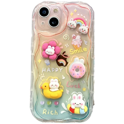 Curvy Edge Clear iPhone Case with Charm – Trendy & Protective