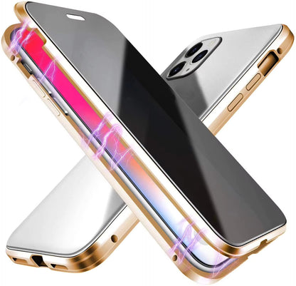 Anti Peeping Magnetic Double Sided Glass Protector Metal Bumper Anti Spy Privacy Screen Phone Case for iPhone