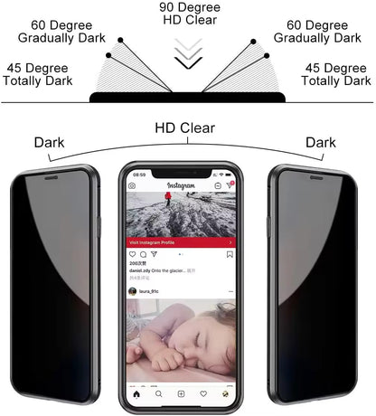 Anti Peeping Magnetic Double Sided Glass Protector Metal Bumper Anti Spy Privacy Screen Phone Case for iPhone