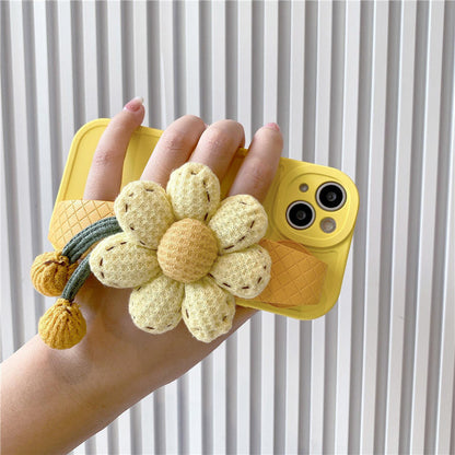 Sunflower Wrist‑Strap Phone Case for iPhone