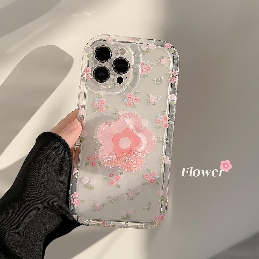 Summer Floral iPhone Case – Soft Matte Pastel Aesthetic Cover with QuickSand Holder