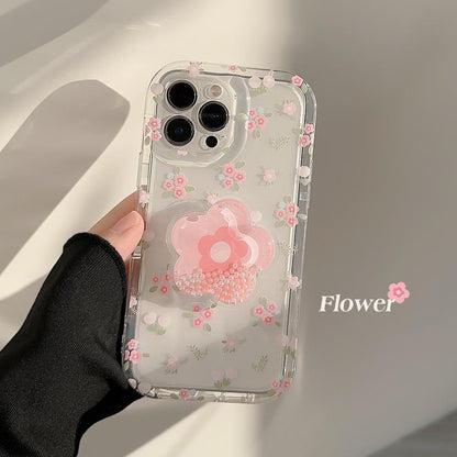 Summer Floral iPhone Case – Soft Matte Pastel Aesthetic Cover with QuickSand Holder