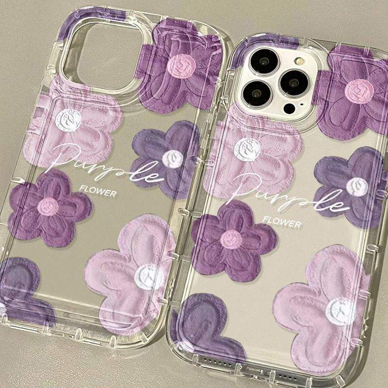 Purple TPU Swirl Air‑Cushion iPhone Case