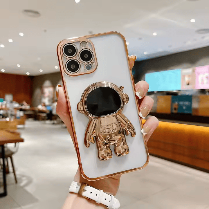 Astronaut Electroplated Phone Case with Lens Protection and Holder (for Men & Women)