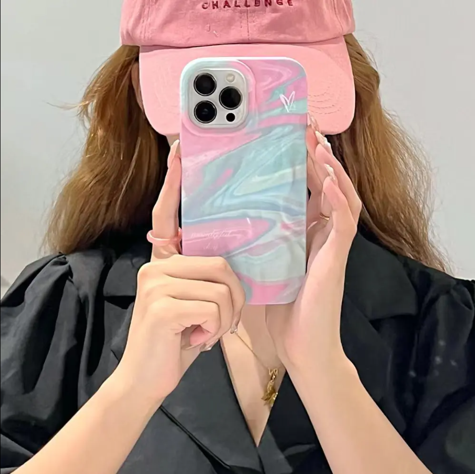 Blue & Pink Wavy Silicon Case for iPhone