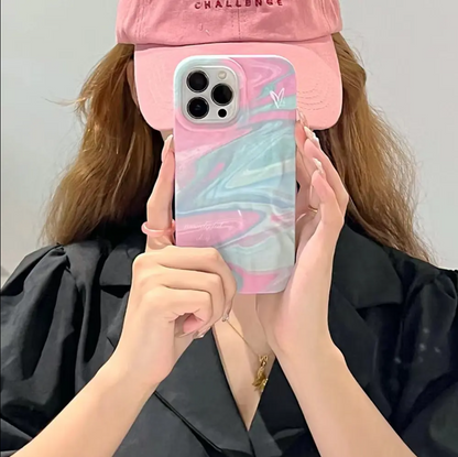 Blue & Pink Wavy Silicon Case for iPhone