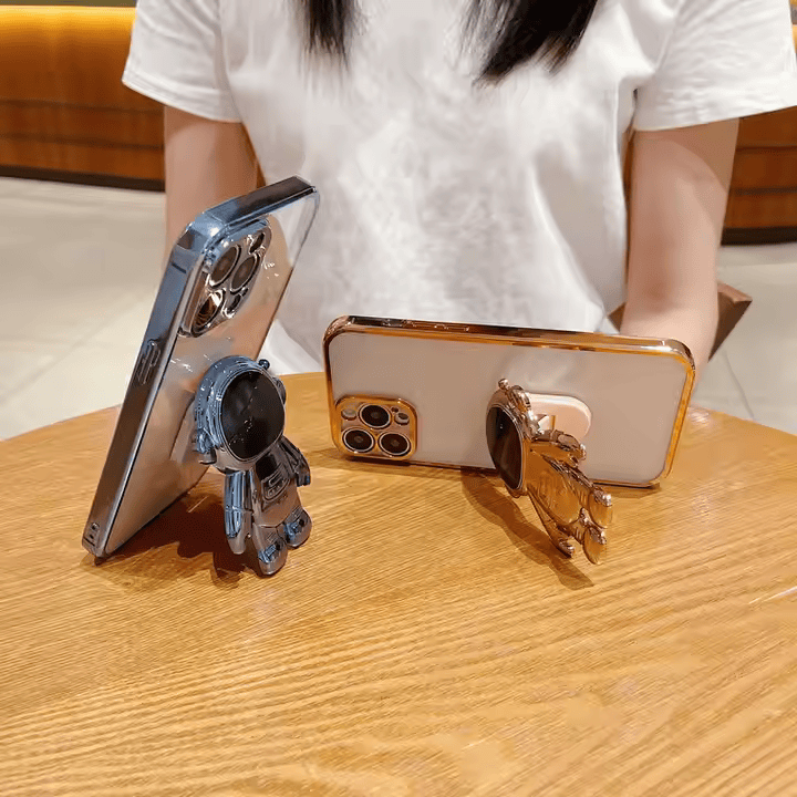 Astronaut Electroplated Phone Case with Lens Protection and Holder (for Men & Women)