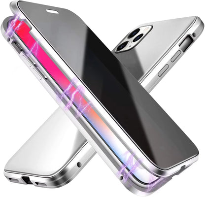 Anti Peeping Magnetic Double Sided Glass Protector Metal Bumper Anti Spy Privacy Screen Phone Case for iPhone