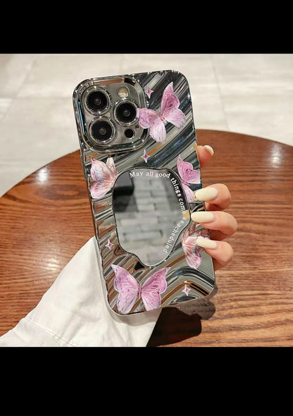 Mirror Butterfly iPhone Case – Reflective Glam & Shock Protection