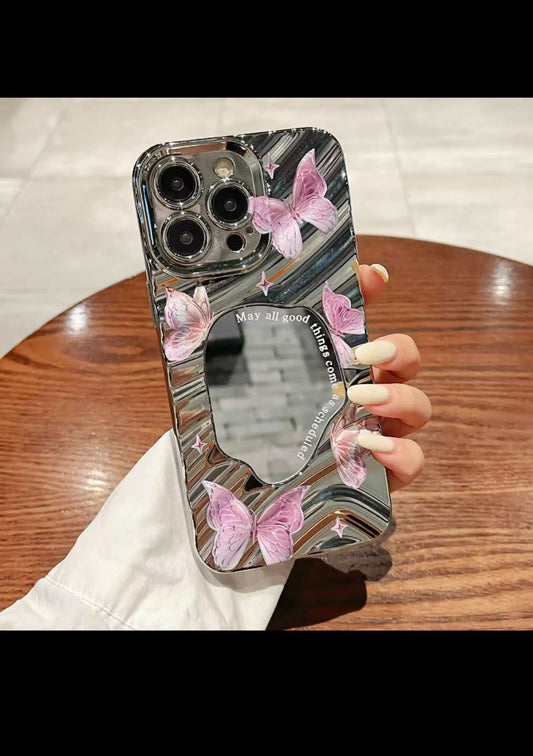 Mirror Butterfly iPhone Case – Reflective Glam & Shock Protection