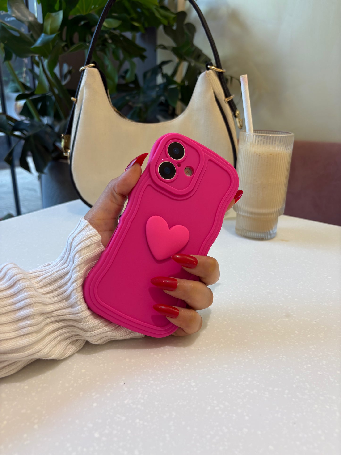 Neon Pink Heart iPhone Case