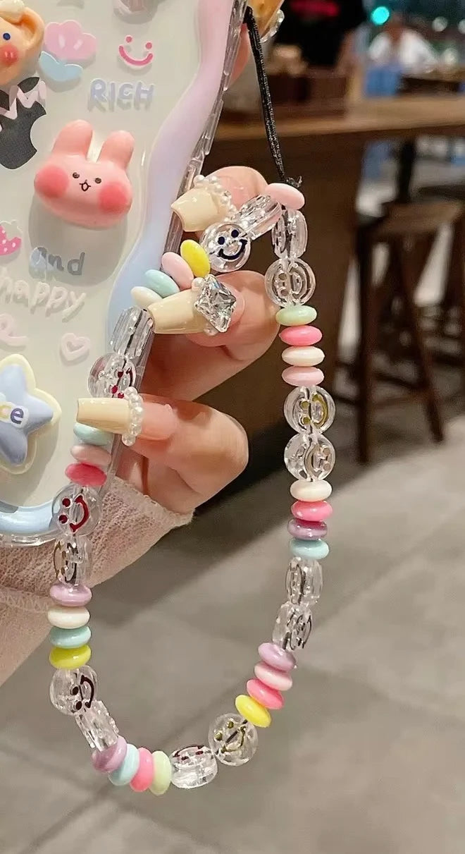 Smile Colorful Charm Lanyard Phone Charm Accessory