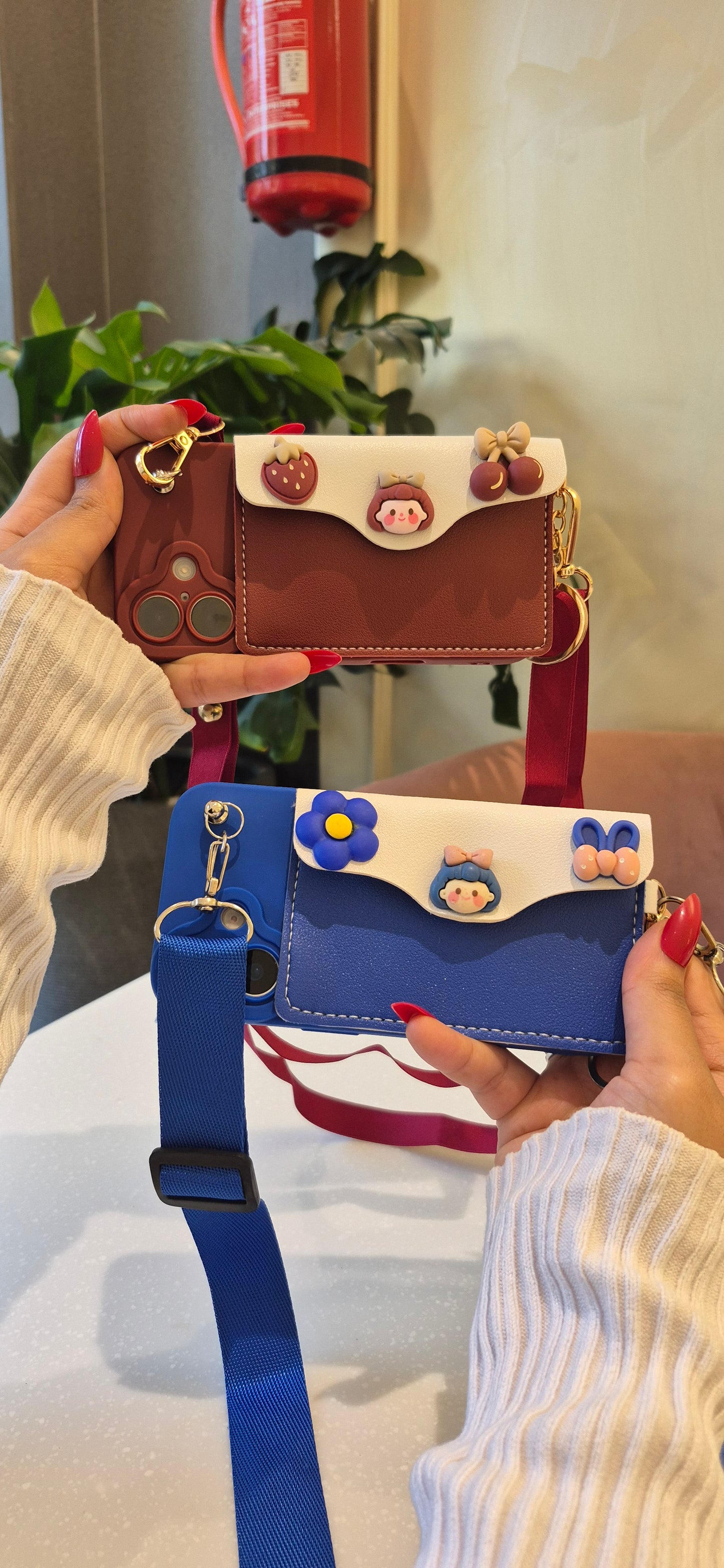 Fashion flower girls leather phone case wallet bag