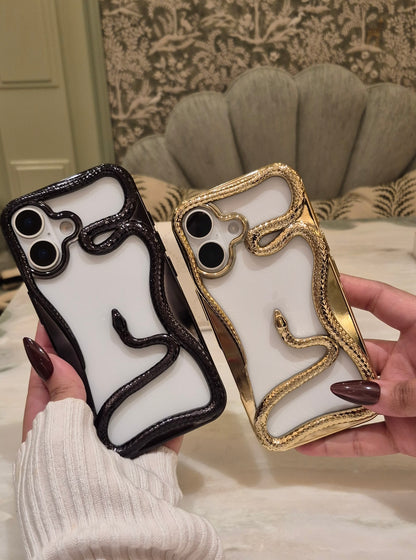 Snake 3D & Electroplated iPhone Case Shockproof Silicone & TPU