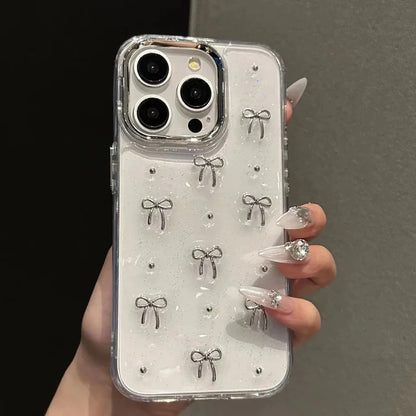 Transparent Glitter Bow iPhone Case