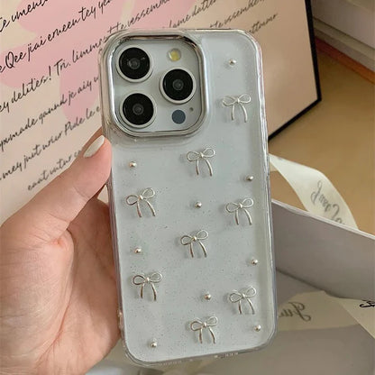 Transparent Glitter Bow iPhone Case