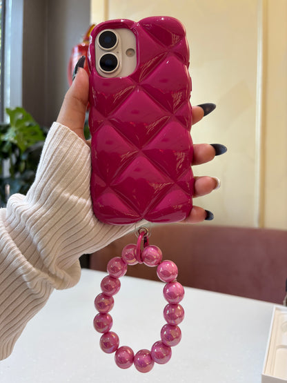 Rose Puff Quilted Chain Case
