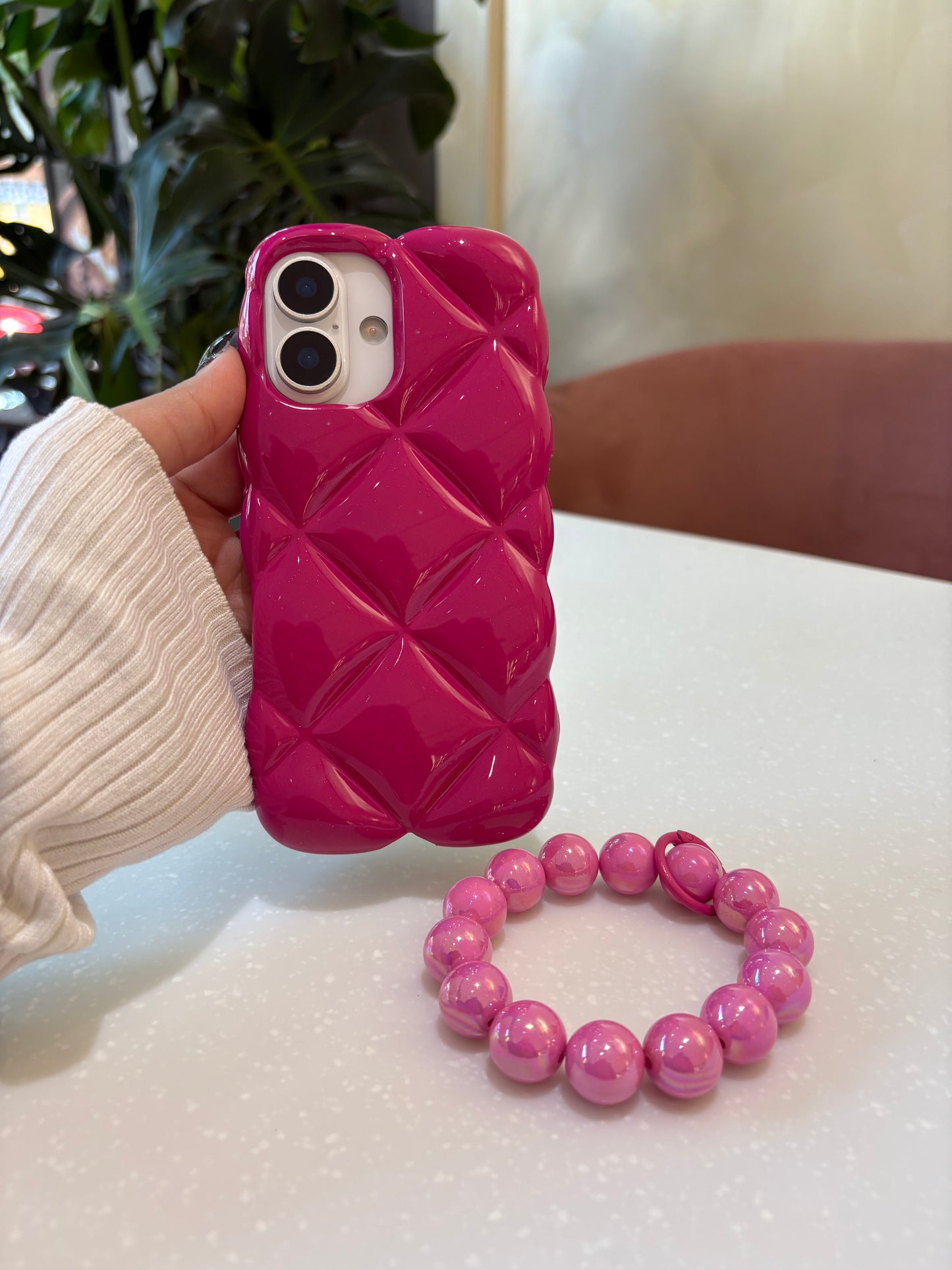 Rose Puff Quilted Chain Case