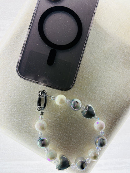 Black Glitter Magnetic MagSafe Case with Charm – iPhone 