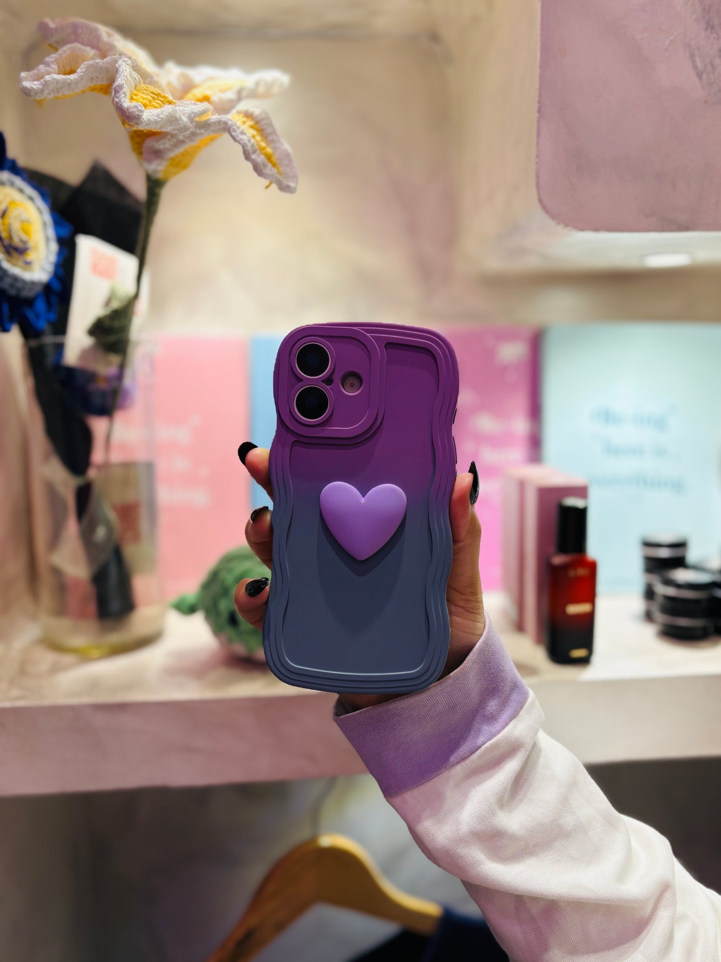 Purple Heart Contrasting Colors - iPhone Case