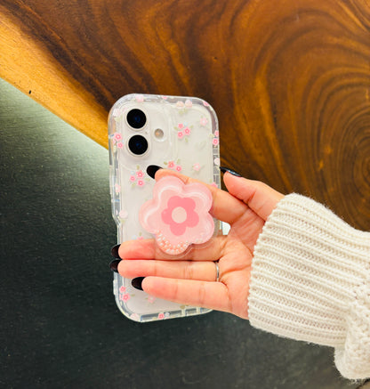 Summer Floral iPhone Case – Soft Matte Pastel Aesthetic Cover with QuickSand Holder