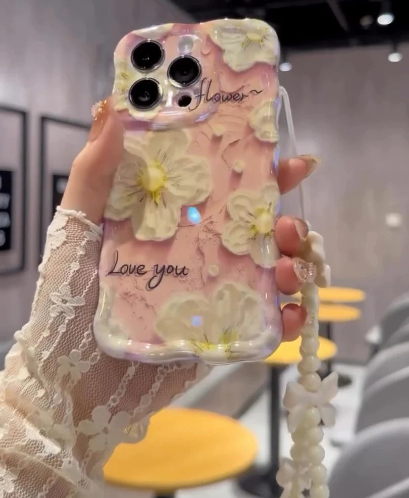 White Blossom Pastel iPhone Case with Charm