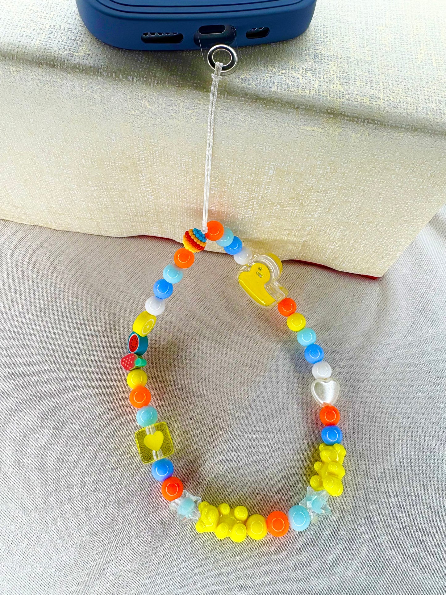 Cheerful Curvy Edge Beads Phone Charm