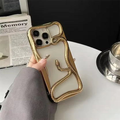 Snake 3D & Electroplated iPhone Case Shockproof Silicone & TPU