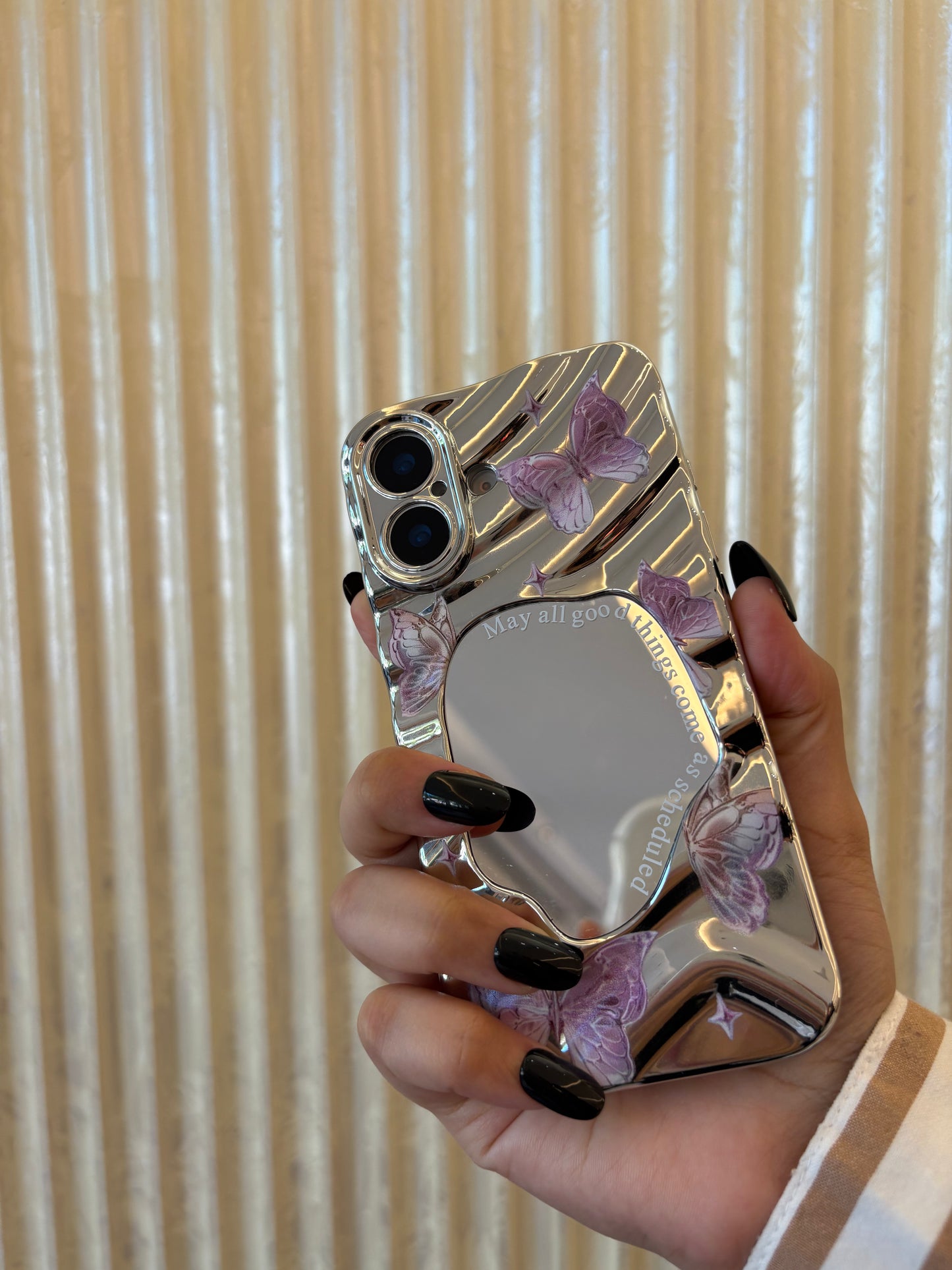 Mirror Butterfly iPhone Case – Reflective Glam & Shock Protection