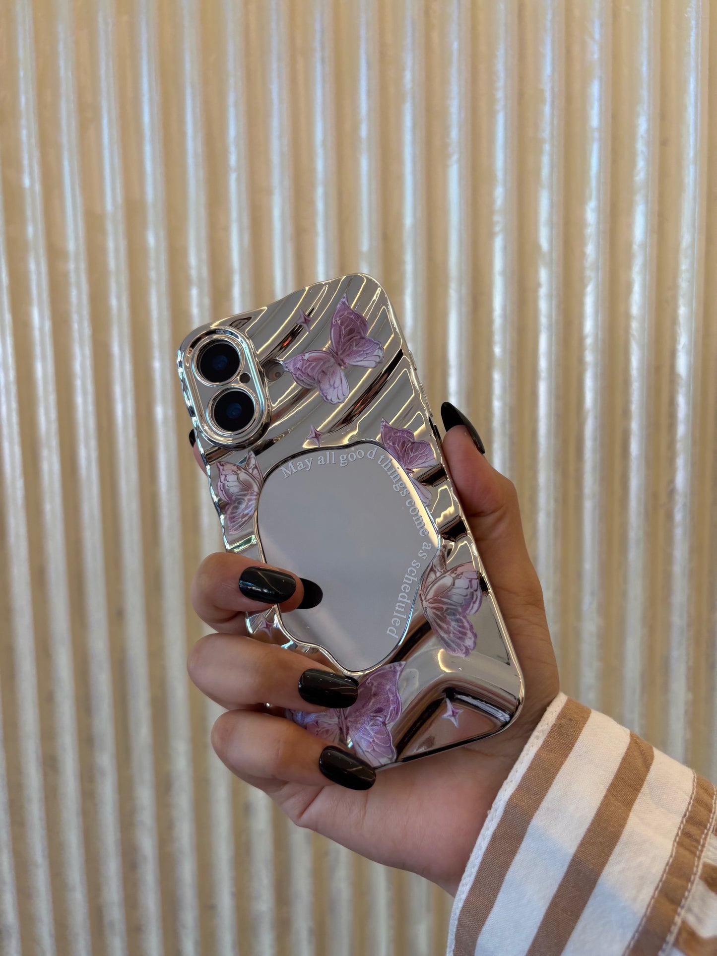 Mirror Butterfly iPhone Case – Reflective Glam & Shock Protection