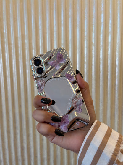 Mirror Butterfly iPhone Case – Reflective Glam & Shock Protection