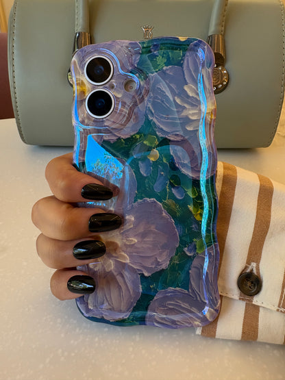 Glossy Purple Tropical Floral Oil Painting