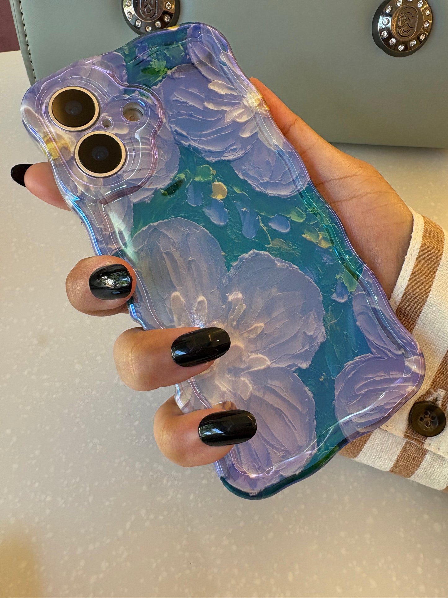 Glossy Purple Tropical Floral Oil Painting