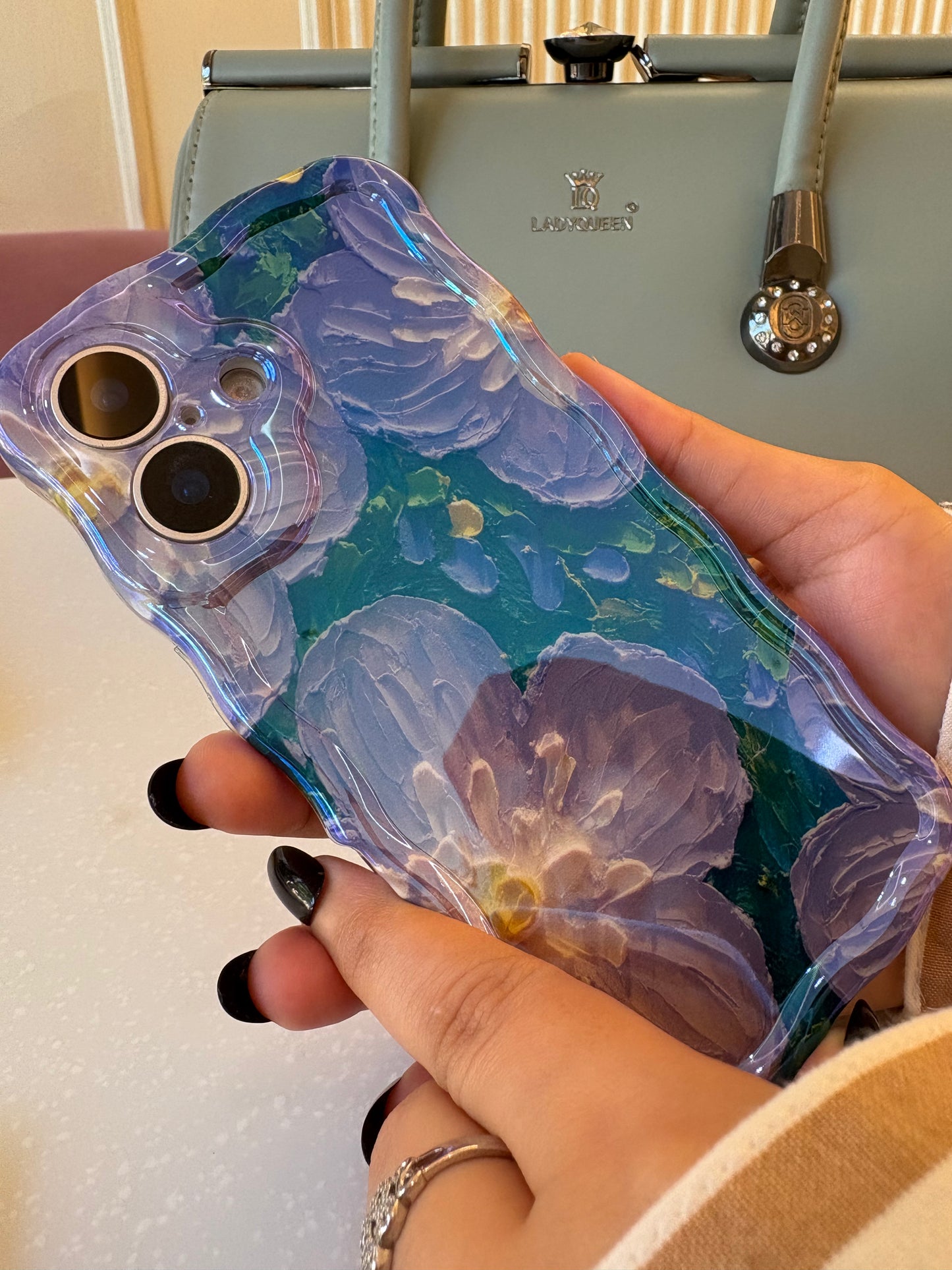 Glossy Purple Tropical Floral Oil Painting